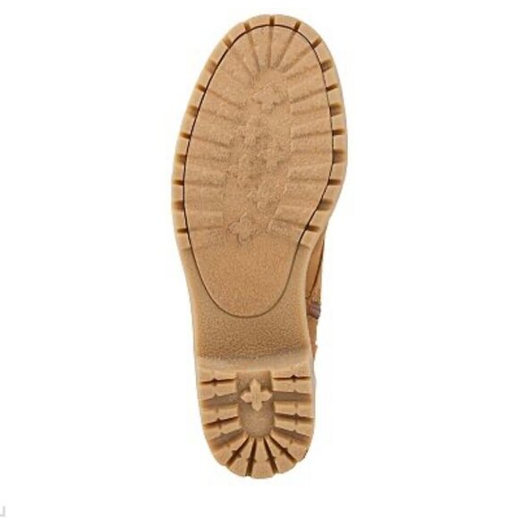 SUGAR QUIZZER Women's Block Heel Shearling Combat Boot Cognac Size 11 - Picture 8 of 9